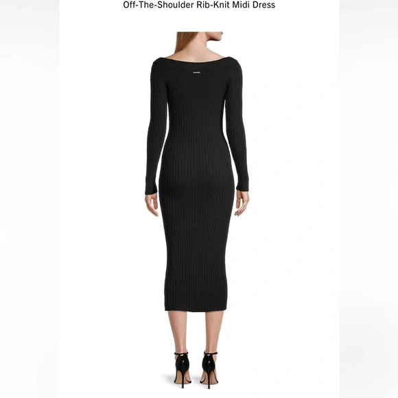 Michael Kors off the shoulder Ribbed Knit sweater dress midi NWT size large L. Women